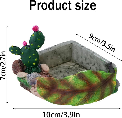 JINJUMEI Hermit Crab Food Dish, Resin Hermit Crab Food & Water Bowl, Hermit Crab Accessories, Cactus Design Reptile