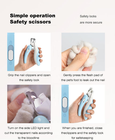 Ginalaia Cat Dog Pet Nail Clippers with Light, Llluminates Cat Dog Nails or Bloodline,Safety Pet Nail Clipper for Dogs