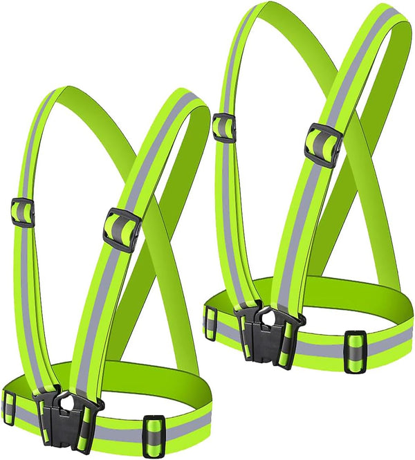 Reflective Vest Running Gear, High Visible Reflective Gear for Nighttime Running, Adjustable Safety Vests (2 Pack)