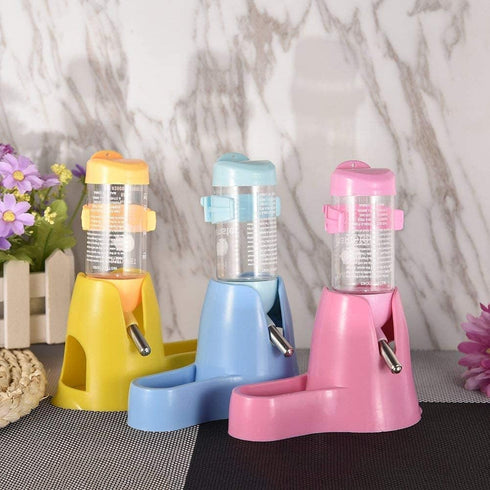 Litewoo Hamster Water Bottle with Food Container Base, No Drip Drinking Dispenser for Dwarf Hamster, Yellow
