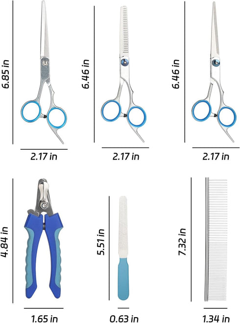 6-Piece Pet Grooming Scissors and Nail Clippers Set - Professional Dog and Cat Grooming Tools