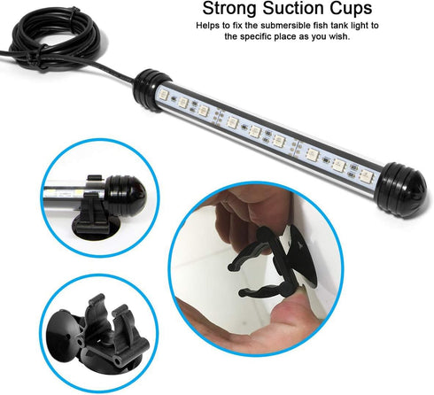 MQ 8 in Submersible LED Aquarium Light, 1.2W Color Changing Fish Tank Light with Remote Control, IP68, 9 LEDs for 10-15