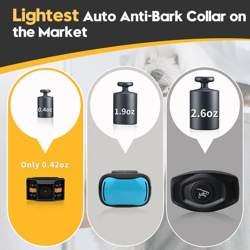 Tiniest Bark Collar for Small Dogs 5-15lbs, Rechargeable, No Shock with Vibration & Sound, Orange