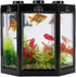 Zerodis Betta Aquarium Starter Kits, Small Crystal-Clear Aquarium for Fish-Loving Kids (Black)