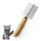 Dog Cat Pet Comb, Double-Sided Grooming Brush with Wooden Handle for Removing Mats, Debris, and Tangles.