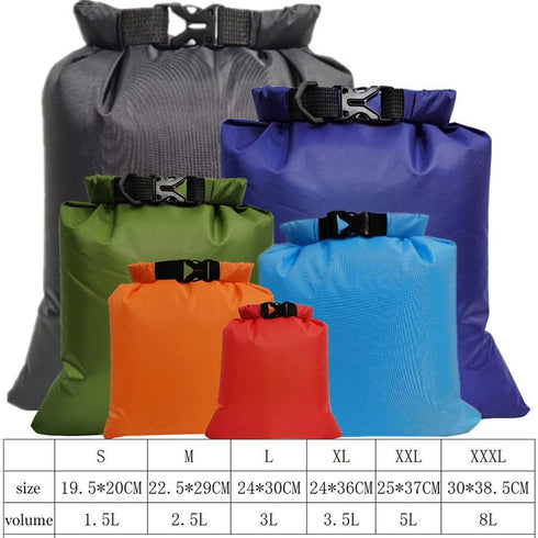 Pimoys 6 Pack Waterproof Dry Bags - Lightweight Outdoor Dry Sacks for Kayaking, Rafting, Boating, Camping (1.5L to 8L)