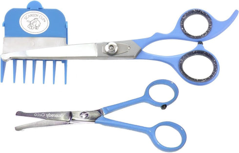 SCAREDY CUT NO Buzz Dog Clippers, Tiny Trim Safety Scissor, Silent Low Noise Grooming Clipper, Right Handed Blue