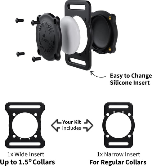 SÄKER IP68 Waterproof Airtag Dog Collar Holder, Ultra-Durable and Dustproof, Fits Up to 1.5" Collars, Montreal Design