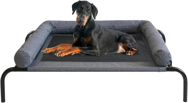 PETIME Cooling Elevated Pet Cushion Bed, Raised Dog Cot for Small Dogs, Portable Indoor & Outdoor Hammock Bed (48 Inch)
