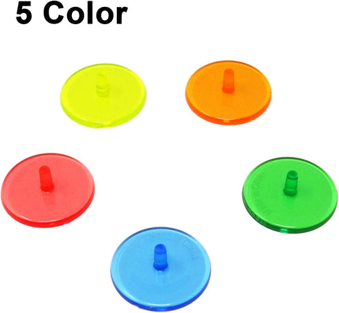 Honbay 100PCS Plastic Round Transparent Golf Ball Position Markers, 5 Color, 24mm for Golf and Baseball