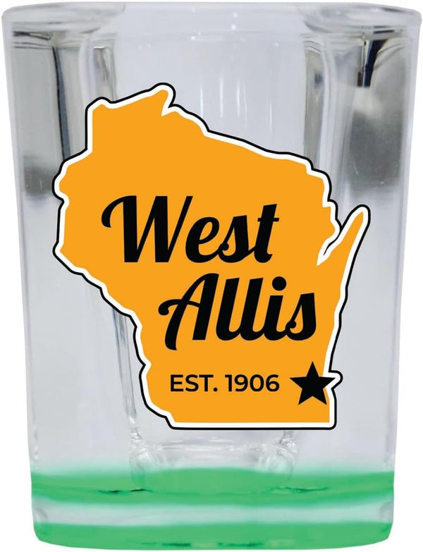West Allis Wisconsin State Shape Design Souvenir 2 oz Shot Glass Square