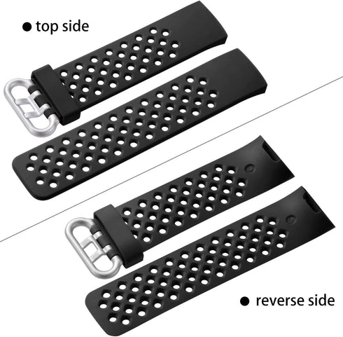Wepro Bands Replacement for Fitbit Charge 3, Large Waterproof Breathable Sport Strap Accessories for Charge 3 SE, Black