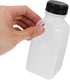 Ipetboom 4pcs Commercial Reusable Drink Bottles for Milk and Juice, Plastic Sealed Beverage Containers with Black Lids