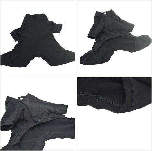 Lovelonglong Black Dog Pajamas, Lightweight Cotton Jumpsuits, 4 Legs Onesies for Large Medium Small Dogs