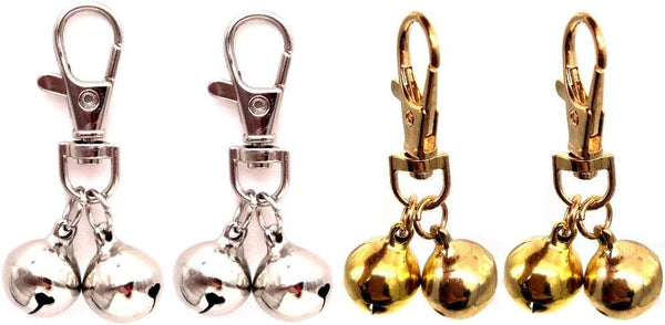 DIY Pet Bells 304 Stainless Steel Dog Bells, 4 pcs Gold and Silver Bell Training Charm Pendants