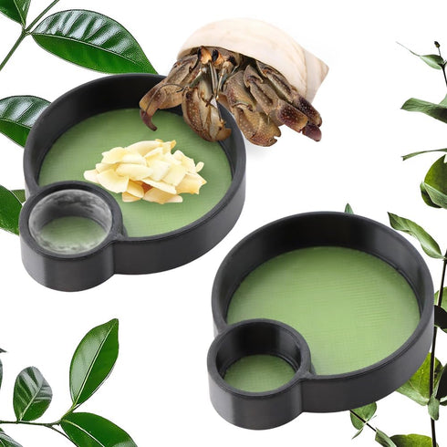 DQITJ 2 Pcs Hermit Crab Food Bowl Round Water Bowl Feeding Dish for