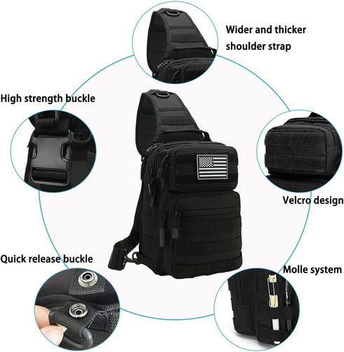 Backpack Pack Daypack Backpack Tactical Sling Bag for Men Molle Shoulder Bag for Hunting, Hiking, Traveling, Camping