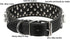 Hoot PU Leather Adjustable Spiked Studded Dog Collar 2" Wide 25 Spikes (XS Neck 15"-18", Black)