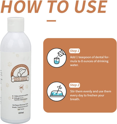 237ML Pet Mouthwash Dogs and Cats Oral Cleansing Water Pet Dental Care Solution for Bad Breath and Tartar
