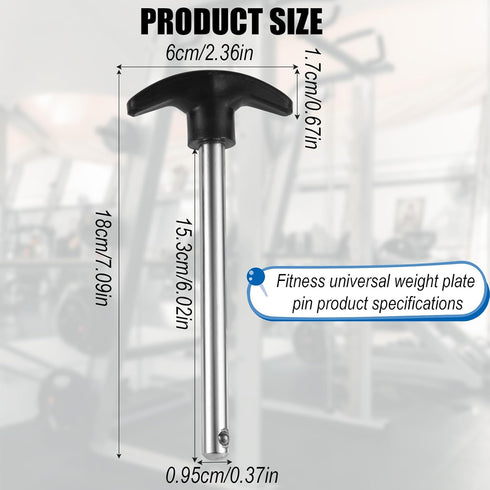 Weight Plate Pin, 3/8 Inch Diameter 6 Inch Locking Space, Universal Heavy Duty Weight Selector Pin for Gym Exercise
