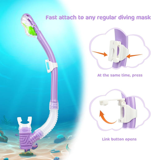 Kids Snorkel Set, Anti-Fog Diving Mask Swim Goggles and Dry Snorkel for Youth Boys Girls Age 4-14