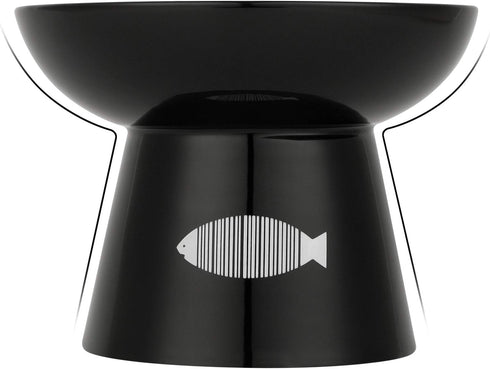Yangbaga Non-Skid Premium Ceramic Cat Raised Food/Water Bowl with Stand, 4.8x6.4in, Black