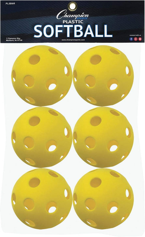 Champion Sports 12" Hollow Plastic Softball Set - Practice Softballs - Regulation