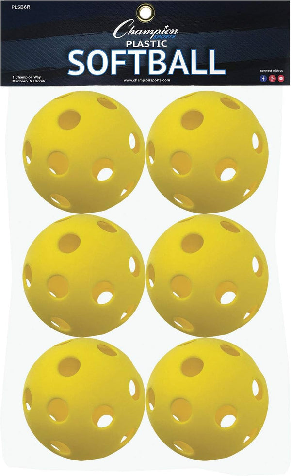 Champion Sports 12" Hollow Plastic Softball Set - Practice Softballs - Regulation