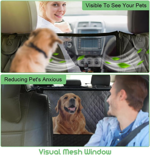100% Hammock Vailge Waterproof Convertible Dog Car Seat Covers, Waterproof Dog Seat Cover with Mesh Window, Heavy Duty