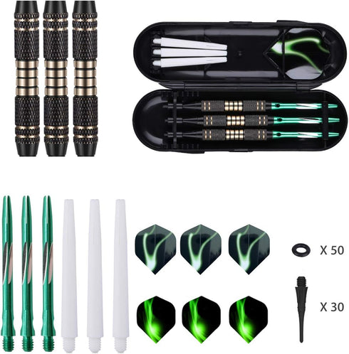 Soft Tip Darts Set 18/20 Grams, Professional Plastic Tip Darts with Brass Barrel, Aluminum Shafts, 50 Rubber O-Rings