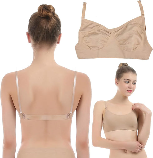iMucci Clear Strap Bra Professional Dance Bra NO Sponge Invisible Ballet Bras