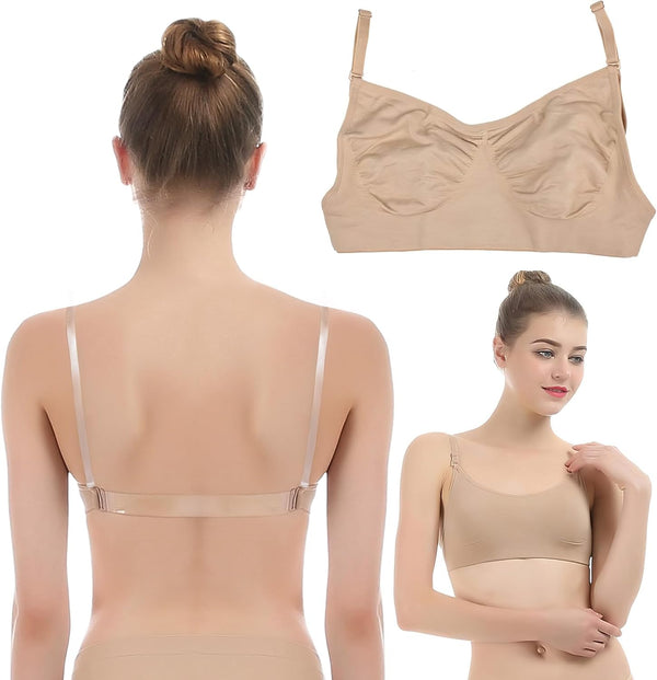 iMucci Clear Strap Bra Professional Dance Bra NO Sponge Invisible Ballet Bras
