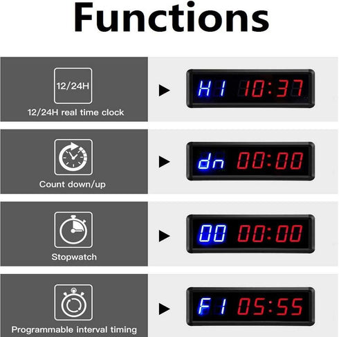 Count LED Interval Timer Down/Up Clock Stopwatch with Remote for Home Gym Fitness