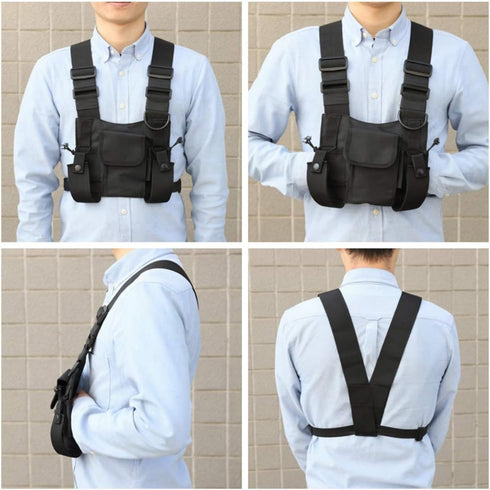 Multi-Pocket Chest Rig Bag, Utility Vest Chest Bag for Men, Hands-Free Radio Front Pack for Hiking