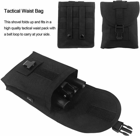 iunio 35in Folding Shovel, Camping Shovel, Heavy Duty Carbon Steel Military Style Entrenching Tool, Collapsible Spade