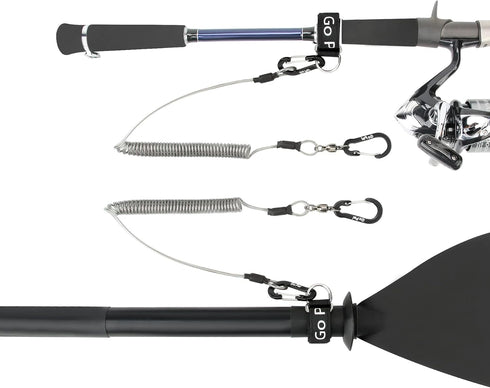 PS1 Heavy Duty Kayak Paddle Leash, Retractable Fishing Rod Tether with 5.9" Belt, 2 Pack