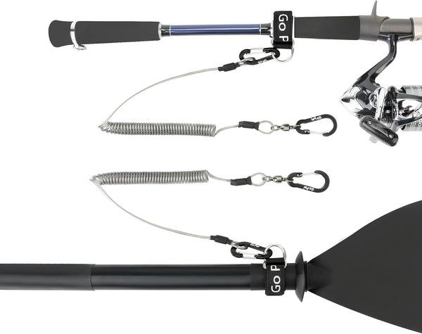 PS1 Heavy Duty Kayak Paddle Leash, Retractable Fishing Rod Tether with 5.9" Belt, 2 Pack