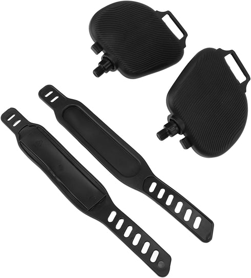 (1/2in Exercise Pedals, Anti Slip Strip Pattern for Stationary Bikes - Portable with Adjustable Strap Thread)