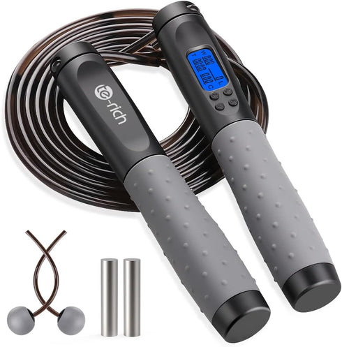 Te-Rich Jump Rope | Weighted Skipping Rope with Counter - Heavy Handles, Adjustable Length for Fitness Training