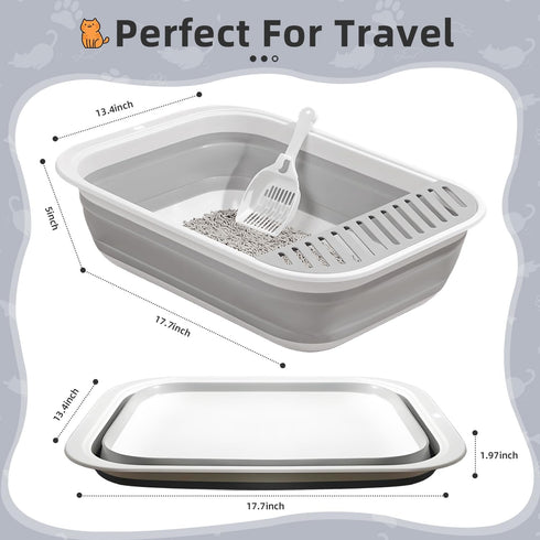 Jninexiu 17.7"13.4" (2Pcs Small Litter Box for Kittens, Open Potty Pan Cat Toilet Portable Cats Litter Box Travel