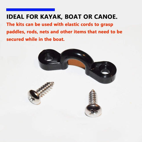 Kayak Pad Eye Kit, 10pcs Tie Down Loops Deck Rigging with Nylon Padeye & Stainless Steel Screws for Canoe & Kayaking