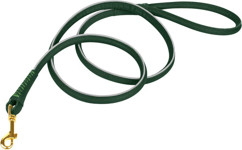 OOPSDOGGY 6ft Reflective Rolled Leather Dog Leash - Soft Lead for Small Medium Large Dogs, Heavy Duty Rope (Green,