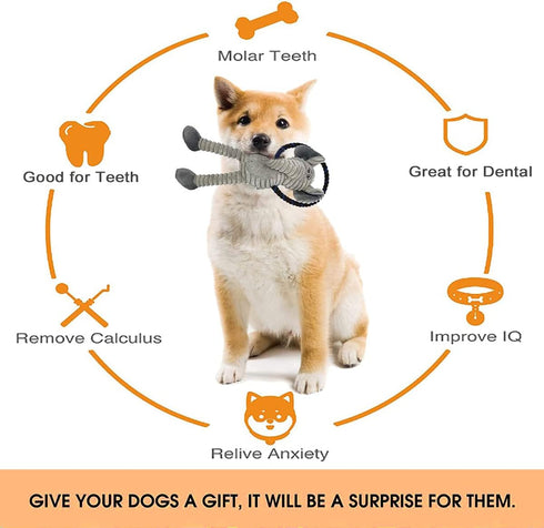 Rope Dog Toys for Small Dogs, Tug of War Toys, Squeaky Toys to Keep Them Busy, Interactive for Aggressive Chewers