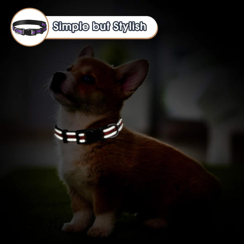 3 Pieces Adjustable Reflective Dog Collars, Quick Release Nylon Dog Collars for Dogs