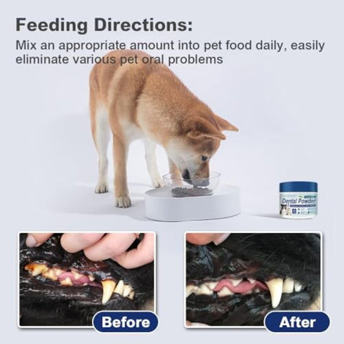 Seven777 Pet Dental Powder,Teeth Cleaning Powder for Dogs and Cats, Plaque & Bad Breath Off,Dental Care Supplies
