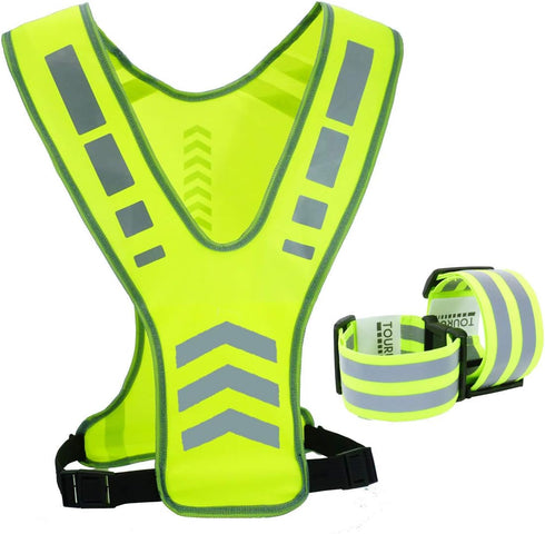Reflective Running Vest Gear with Pocket for Women, Men, Kids, Safety Reflective Vest Bands for Night Cycling, Walking,