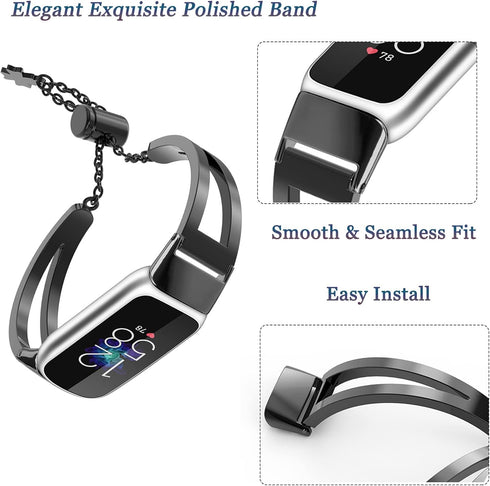 NINKI Slim Bracelet Band for Fitbit Luxe, Adjustable Metal Dressy Strap for Women, Slim Replacement Band