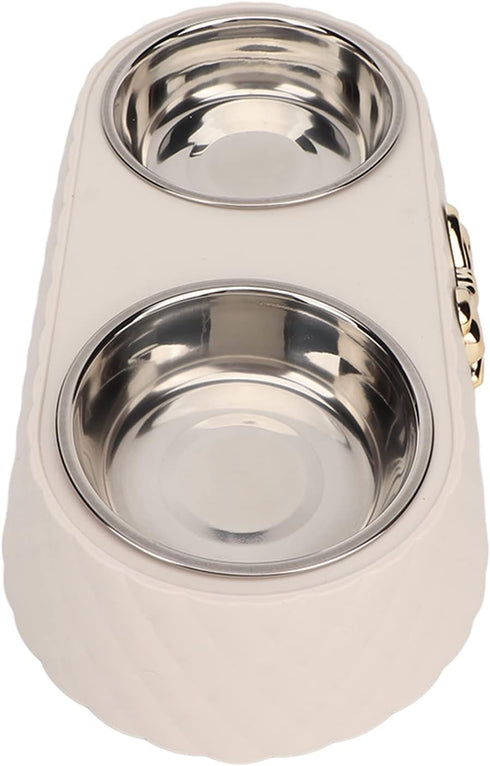 Stainless Steel Dog Bowls with Non Skid Silicone Mat - Pet Food and Water Feeder Bowls (Beige)