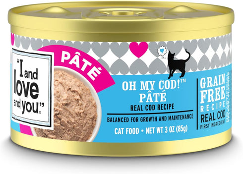 I AND LOVE AND YOU Wet Cat Food - Oh My Cod Pâté, Cod Recipe, Grain Free, Filler Free, 3oz Pack of 4 Cans