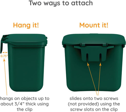 7-14 Small Hanging Wastebasket for Dog Poop in Green (Holds Bags)